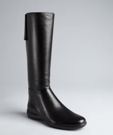 prada sport black nappa leather flat boots|Prada 95mm knee.